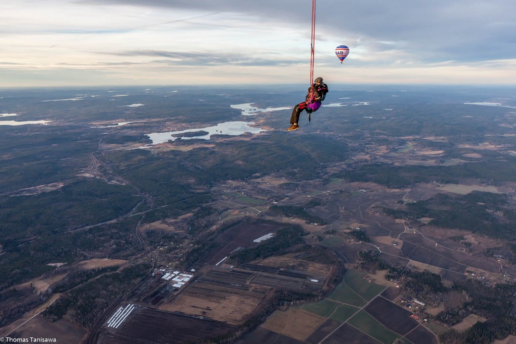 Harness from balloon up high